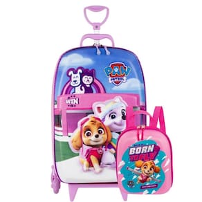 Kit Mochila Rodas Lancheira Patrulha Canina 3D Pet Shop Rosa