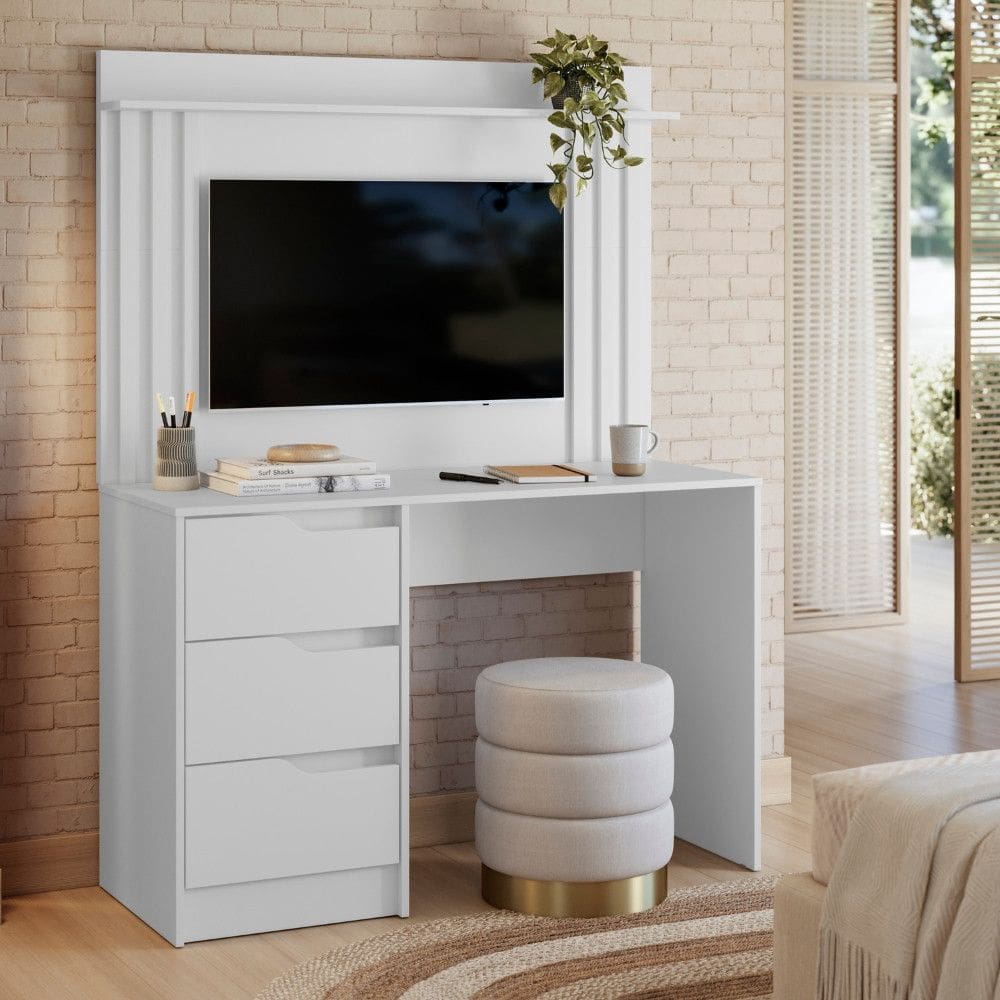 Escrivaninha Ripada para TV até 42 Polegadas 3 Gavetas Doble Albatroz