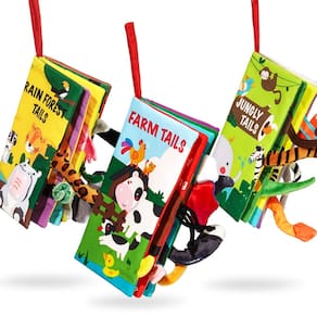 Livros para bebês de 0 a 6 meses com tecido sensível ao toque e toque, 3 peças