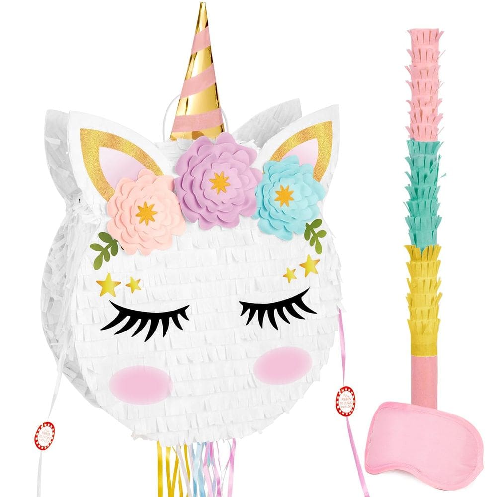 Piñata dobrável de unicórnio WERNNSAI para festa de aniversário de unicórnio
