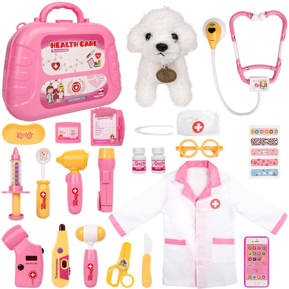 Brinquedo Doctor Kit Meland para meninas com estojo de transporte e fantasia
