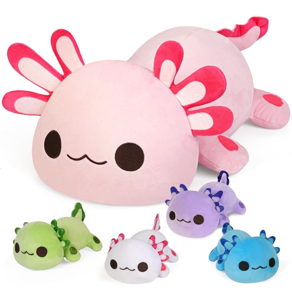 Brinquedos de pelúcia KMUYSL Axolotl Mommy com 4 bebês de 40 cm para crianças a partir de 3 anos