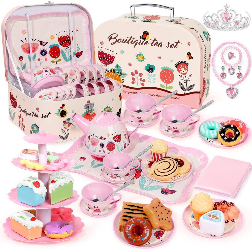 Conjunto de festa de chá IAO Vueby Princess Tea Time 49 unidades para meninas de 3 a 8 anos