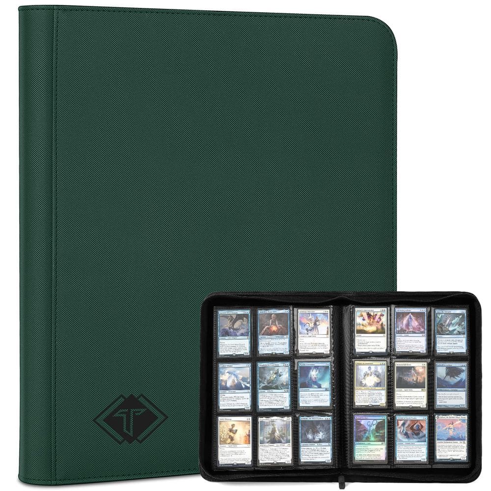 Encadernador de cartas TioPlior Zip 9, bolso para cartas colecionáveis (verde)