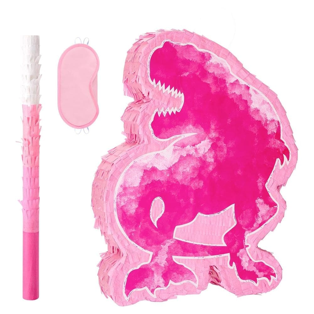 Festa de aniversário de dinossauro Piñata WERNNSAI em aquarela rosa