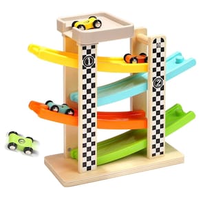 Brinquedos infantis TOP BRIGHT Wooden Race Track Car Ramp Racer