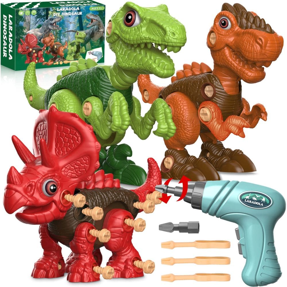 Brinquedos de dinossauro Laradola para meninos de 3 a 8 anos com furadeira elétrica