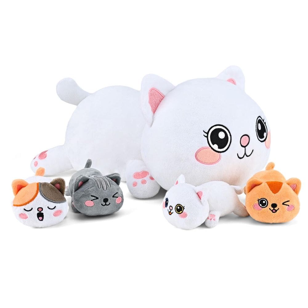 Brinquedos de pelúcia KMUYSL Mommy Cat com 4 gatinhos