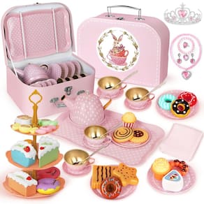Conjunto de festa de chá IaoVueby para meninas com 49 peças de brinquedos para princesas