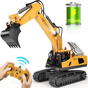 Escavadeira de controle remoto 2FUN 11CH com pá de metal para crianças