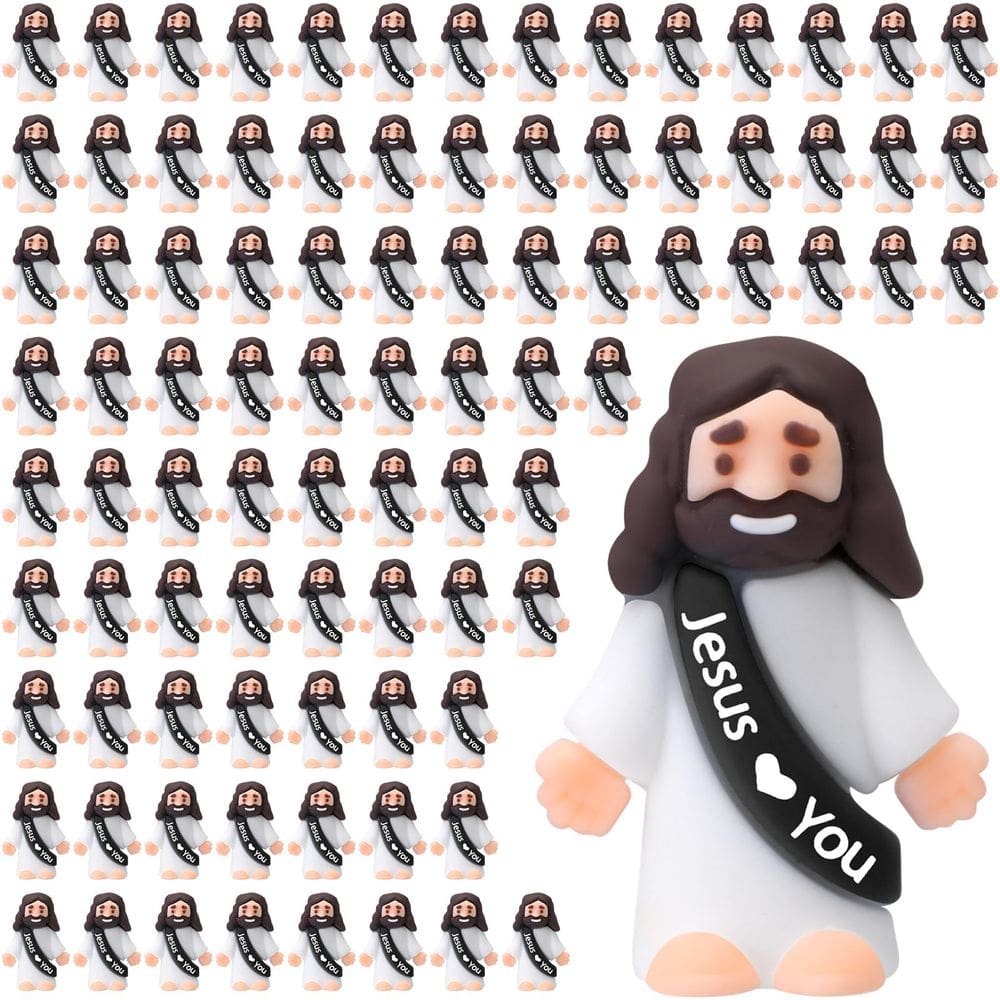 Toy Bememo Little Jesus Figures Easter 100 peças de borracha 3,5 cm