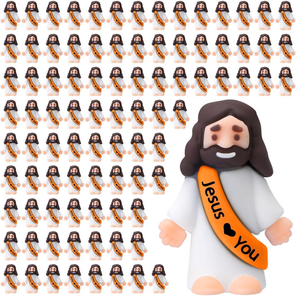 Toy Bememo Little Jesus Figures Easter 100 peças de borracha 3,5 cm