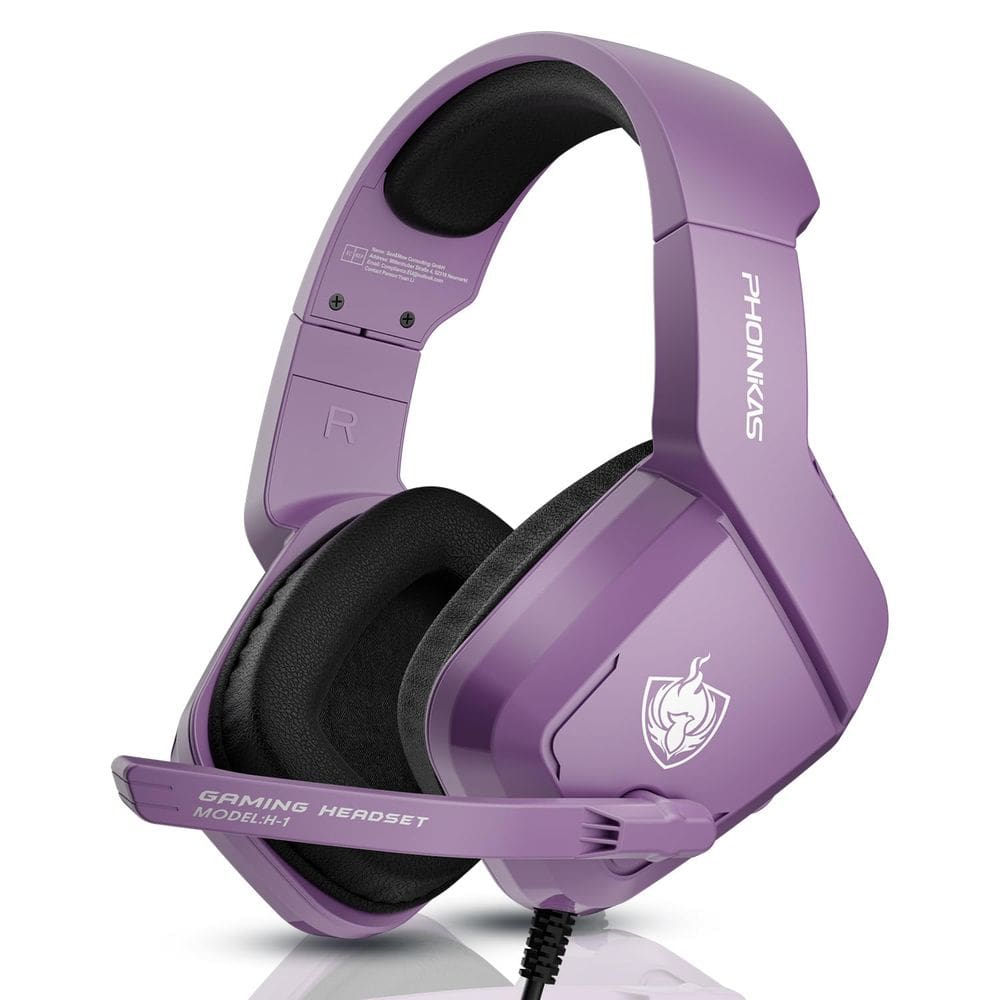 Fone de ouvido para jogos PHOINIKAS para PS4, PS5, PC, laptop (roxo)