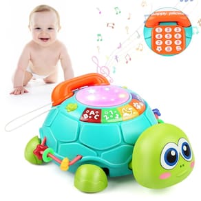 Brinquedo musical Turtle Baby bilíngue de 6 a 12 meses com luz e música