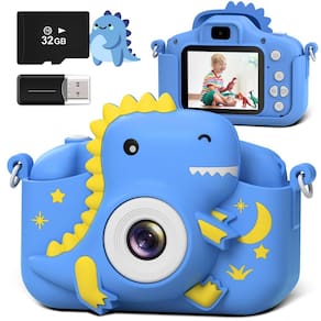 Câmera infantil GREENKINDER Dinosaur Toddler 20MP 1080P azul escuro