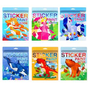 Sticker Paint Books, 6 números, livros de adesivos para crianças de 4 a 8 anos