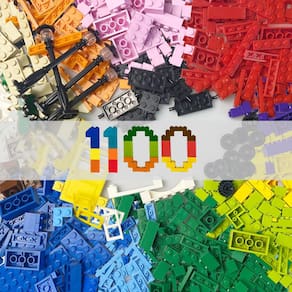 Tijolos de construção HUIZDQ 1100 peças com rodas, porta, janela