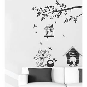 Adesivo Decorativo de Parede Árvore e Pássaros 1m x 47cm