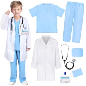 Traje médico para crianças GIFTINBOX Doctor Lab Coat com estetoscópio