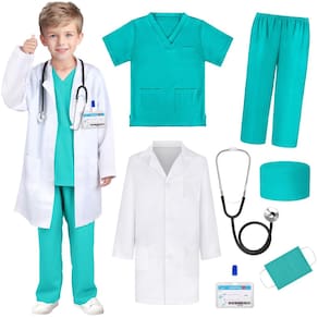 Traje médico para crianças GIFTINBOX Doctor Lab Coat com estetoscópio