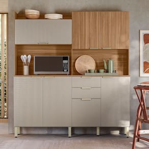 Cozinha Compacta 7 Portas 2 Gavetas com Tampo Pitaya Demóbile