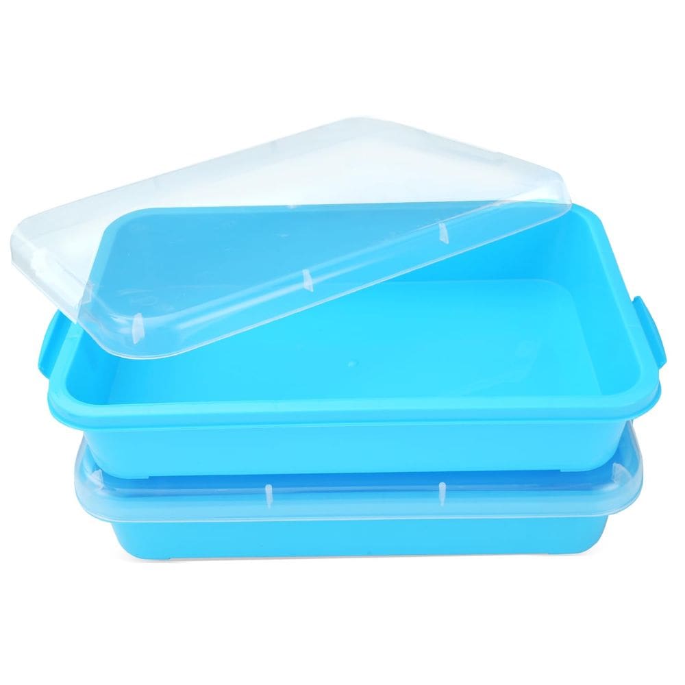 Bandeja de areia Sensory Bin ATmini para crianças pequenas com tampa, 2 peças, azul