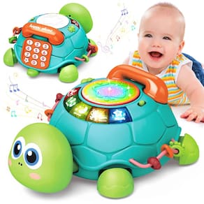 Brinquedo musical Turtle Crawling Baby de 6 a 18 meses com luz e som