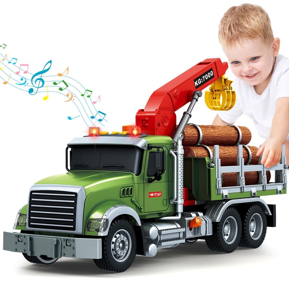 Toy Farm Logging Truck Bstoyder para crianças de 3 a 8 anos com guindaste