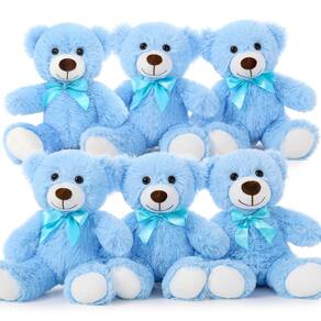 Teddy Bear MoriSmos, pacote a granel de 14 polegadas com 6 para crianças, azul