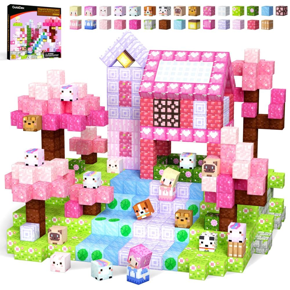 Blocos magnéticos GoBidex 100 peças de brinquedos de construção para meninas a partir de 3 anos