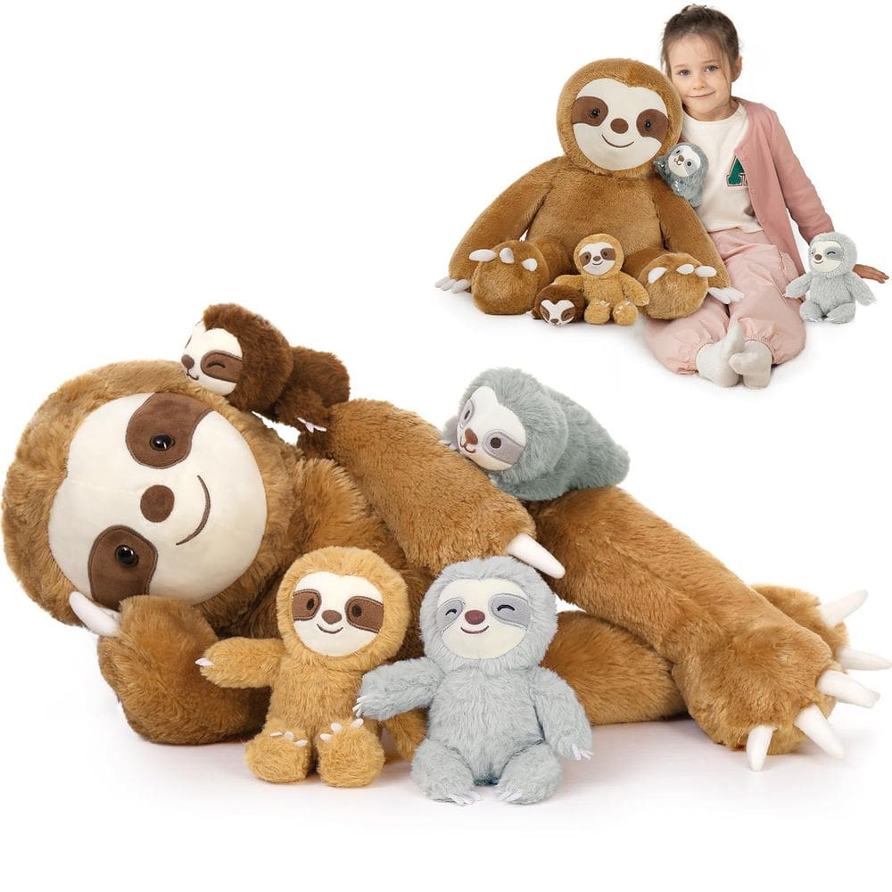 Conjunto de bichos de pelúcia MaoGolan Sloth de 56 cm com bebês