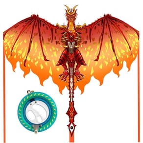Kite Mint`s Colorful Life Red Fiery Dragon com enrolador de bobina de 18 cm