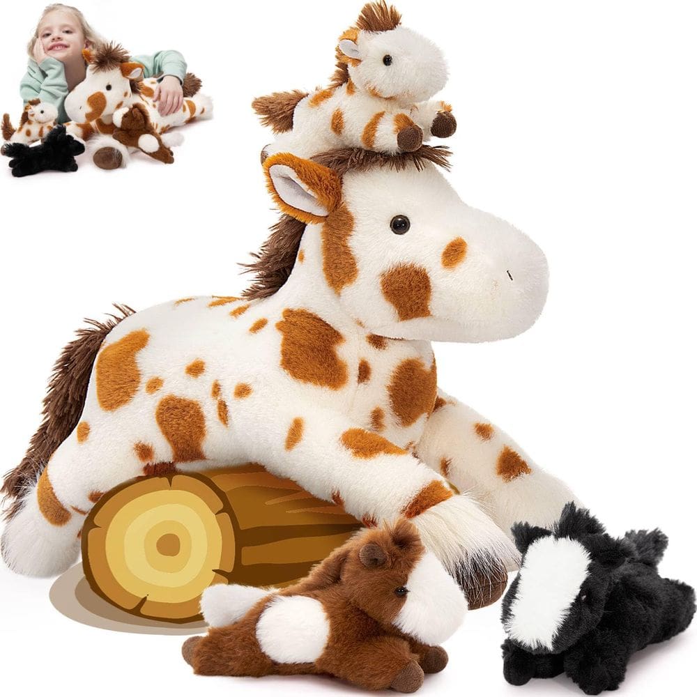 Conjunto de bichos de pelúcia MaoGolan Horse com bebês de 54 cm