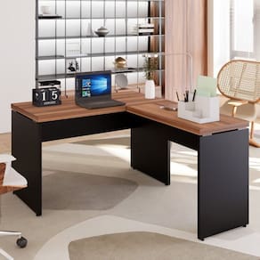 Mesa para Escritório Diretor em L 120x150cm Marrom/Preto