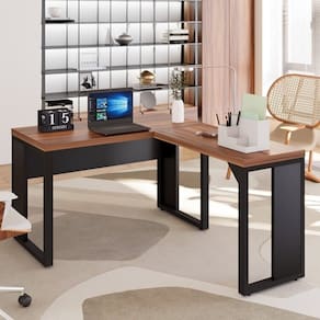 Mesa para Escritório Diretor em L 120x150cm Marrom/Preto