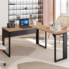 Mesa para Escritório Diretor em L 120x150cm Marrom/Preto