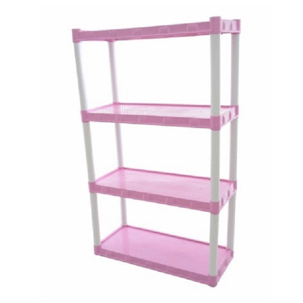 Estante Plástica Grande Rosa com 4 Prateleiras