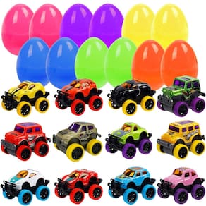 Conjunto de ovos de Páscoa recheados com Pull Back Monster Cars para crianças