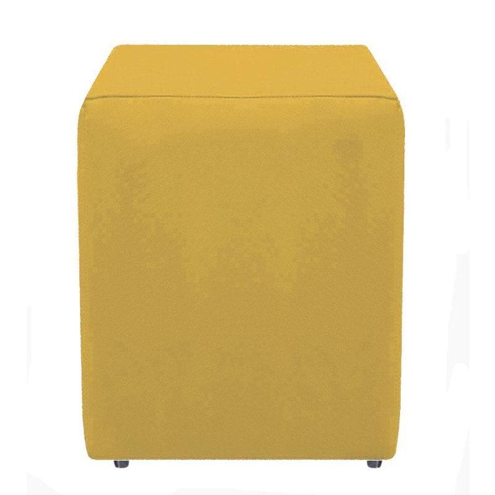 Puff Banco Dado Quadrado Amarelo Decorativo Para Sala