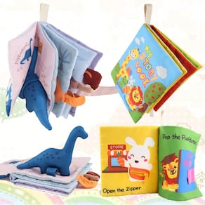 Brinquedos para bebês Richgv de 6 a 12 meses, 2 unidades de livros 3D interativos