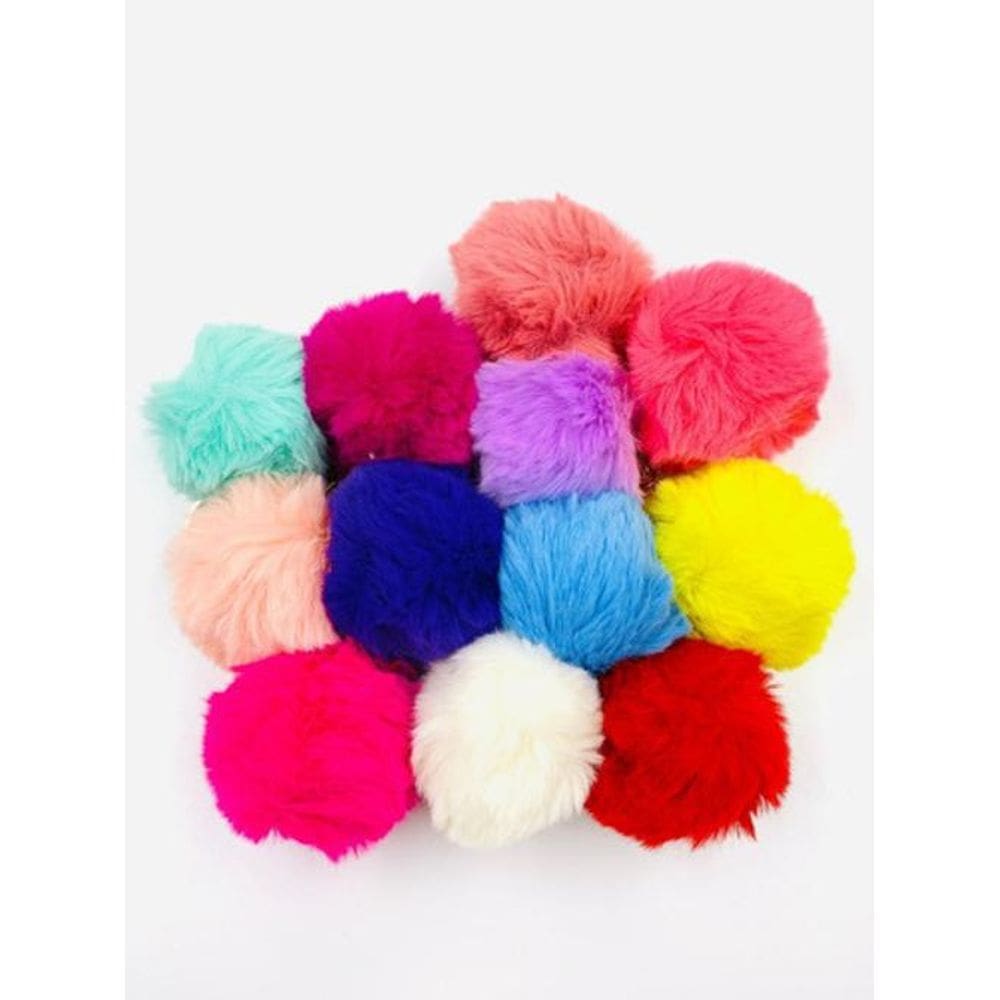 Kit 12 Chaveiros De Pompom Pelúcia Peludo Macio Bolsa