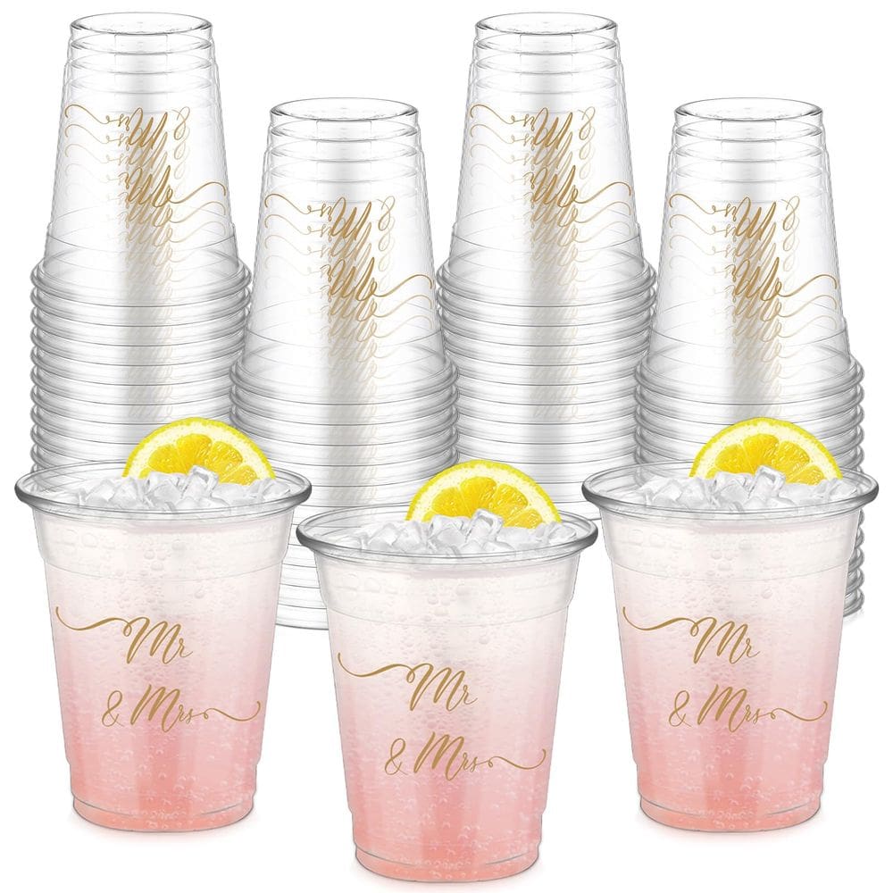 Copos descartáveis FoldTier Mr and Mrs 350 ml (50 unidades)