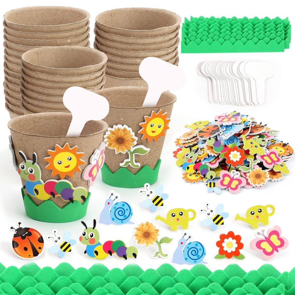 Kit de artesanato Ayfjovs Garden Paper Pot, pacote com 55 pacotes com adesivos e etiquetas