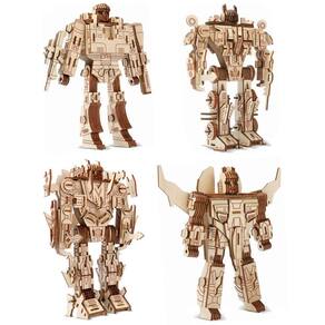 Conjunto de 4 peças Wooden Robot Puzzle i-Chony para crianças e adultos