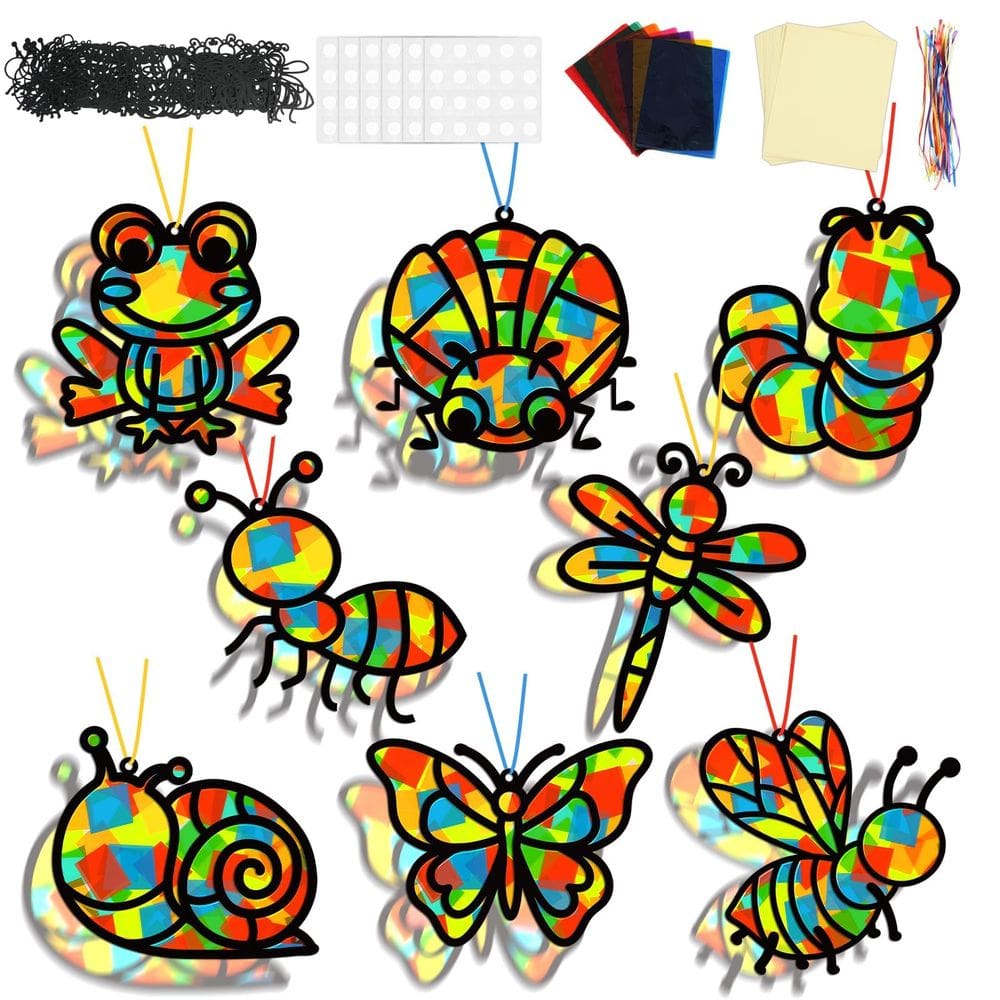 Kit de artesanato Lonfliness Spring Bug Suncatchers, presente para crianças DIY