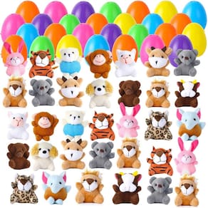 Ovos de Páscoa cheios de mini animais de pelúcia para crianças (28 unidades)