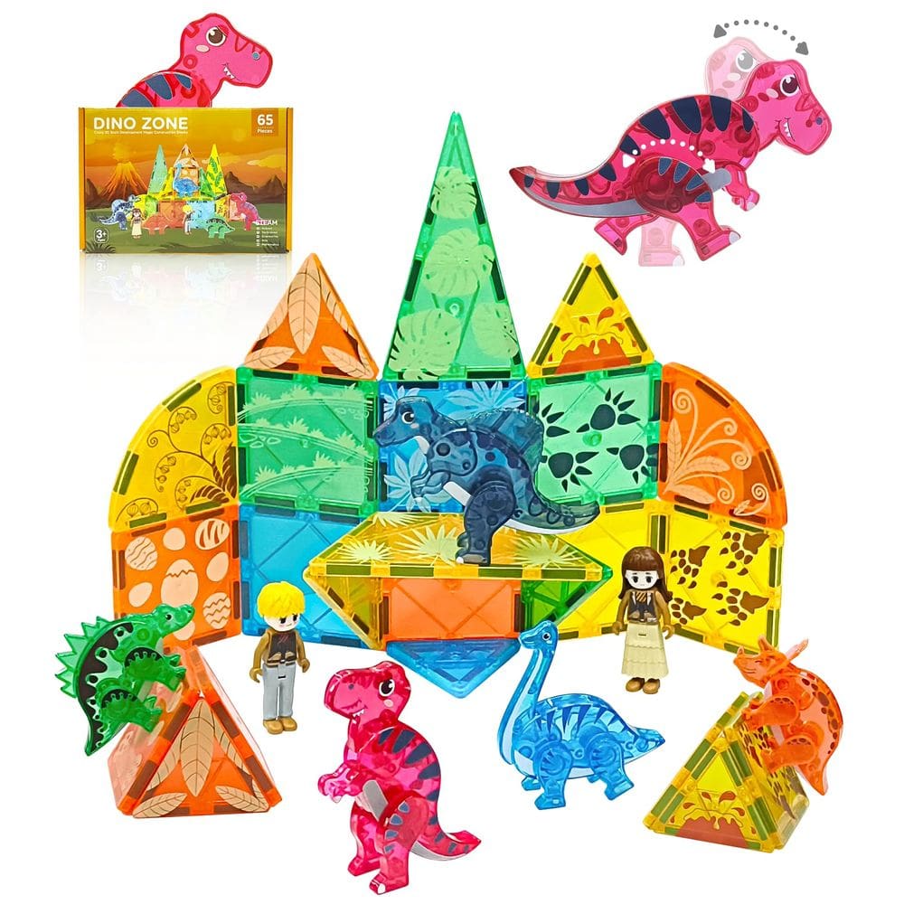 Conjunto de construção de azulejos magnéticos Asago Dinosaurs para crianças de 3 anos ou mais