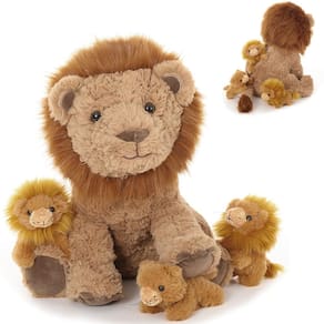 Conjunto de bichos de pelúcia Karister Lion Mother com 3 filhotes de leões
