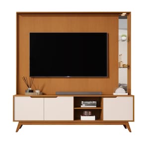 Home para Tv 80" Tucumã 1.8 Nature Off White Com LED JB Bechara