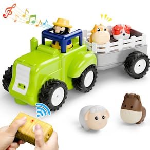 Brinquedo de trator agrícola com controle remoto iPlay iLearn para criança